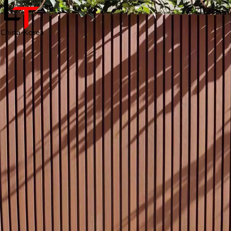 Wood Texture and Black Pattern Exterior Slat Wall Cladding External Decorative House Siding Wpc Fluted Outdoor Wall Panels