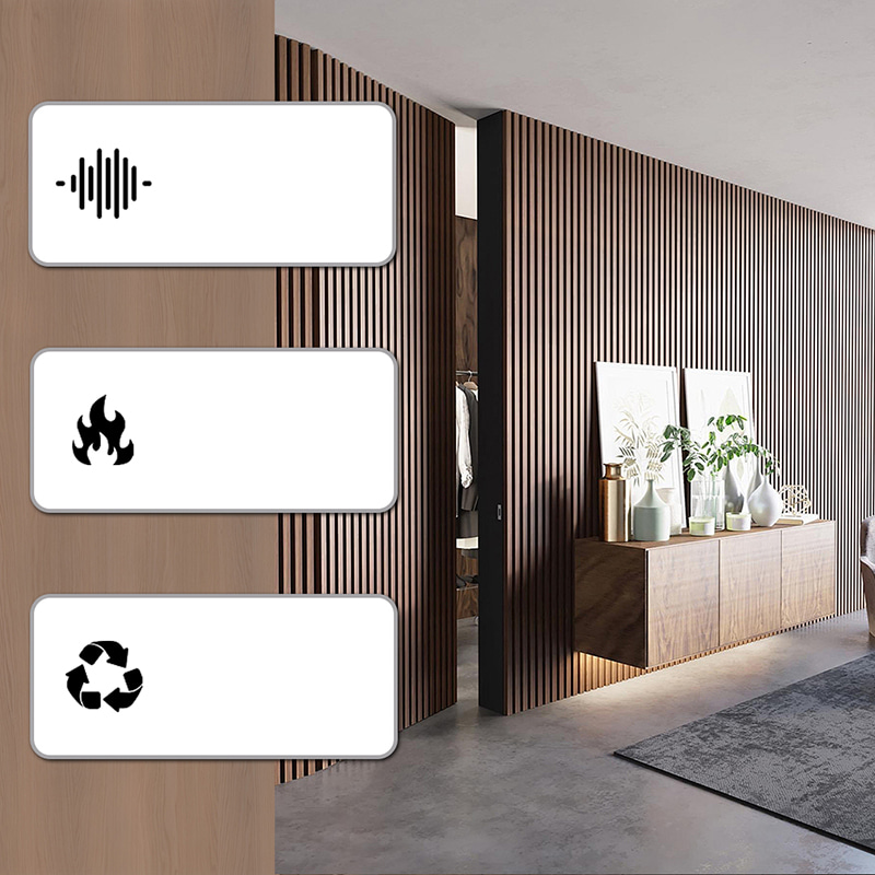 WPC Wall Decoration Akupanel 3D Design Interior Polyester Acoustic Panels Wooden Sound Isolation Slat Acoustic Wall Panels