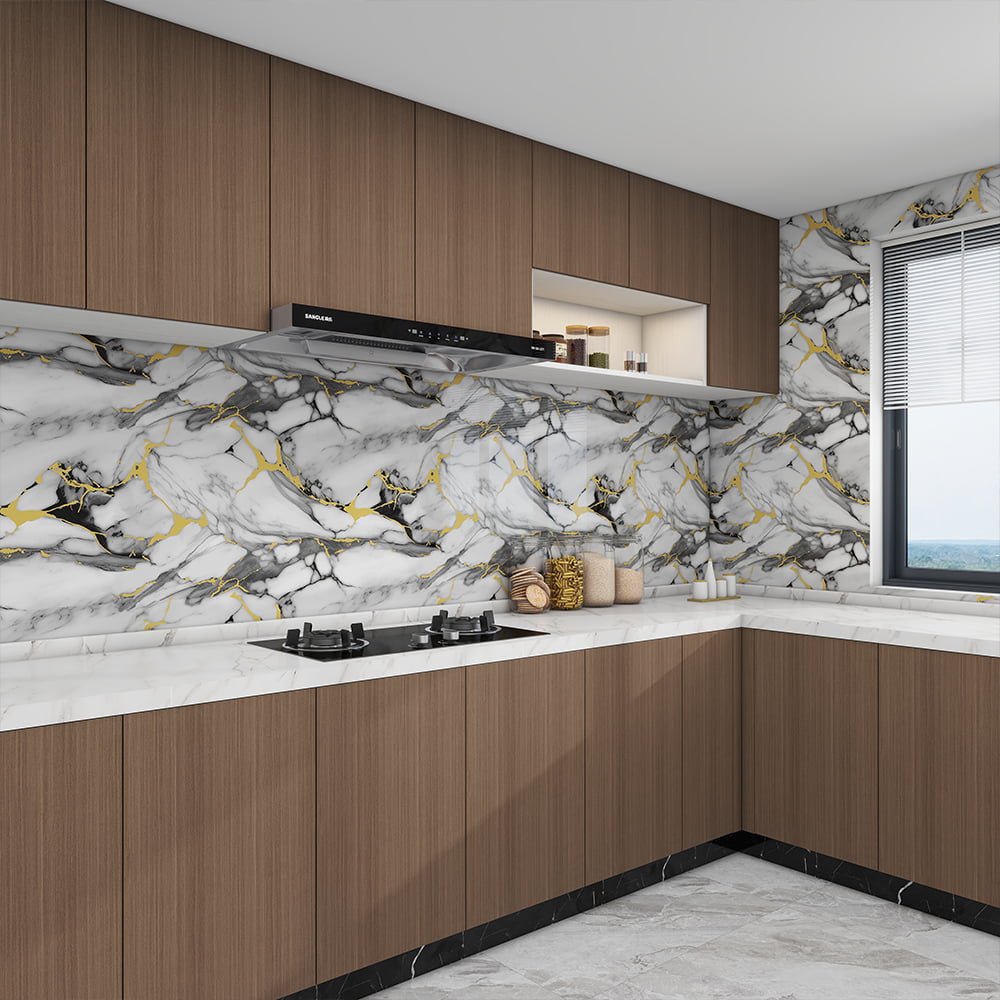Marble Wallpaper Roll PVC Self Adhesive Waterproof Interior Home Decoration Marble Sheet Sticker