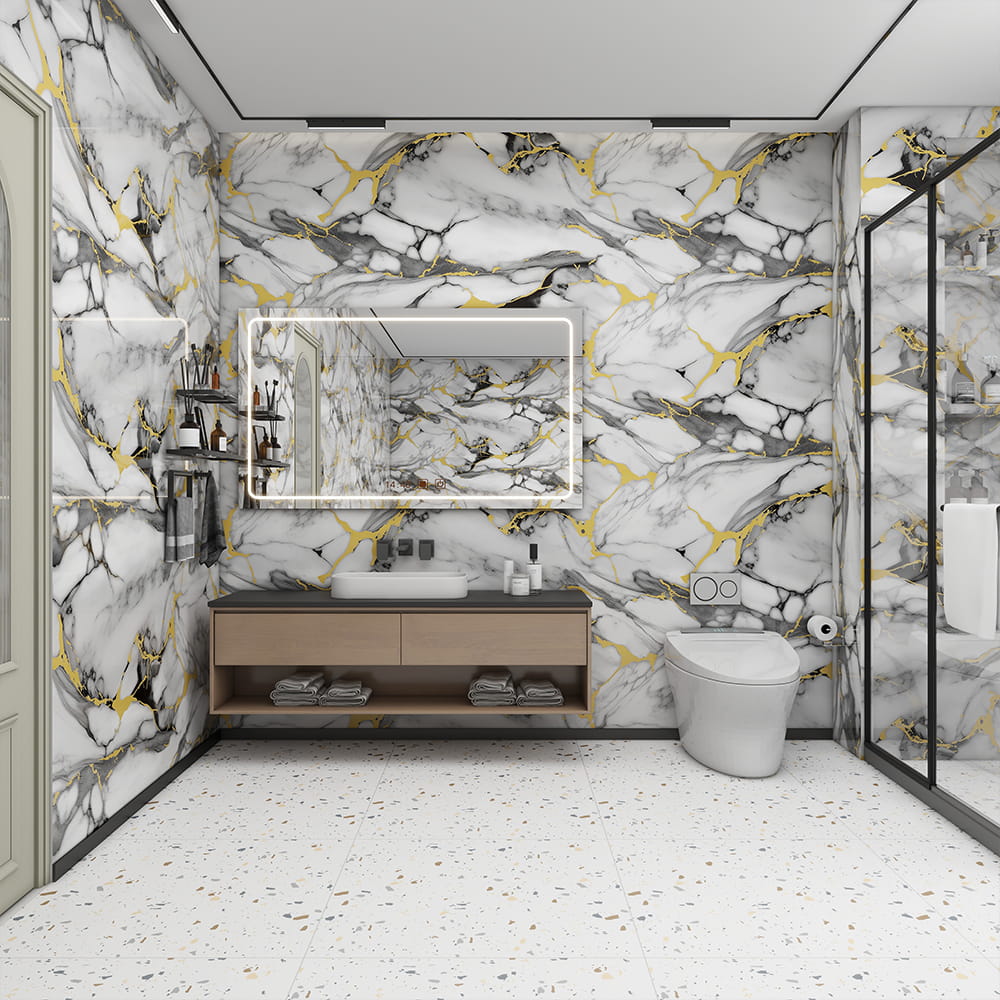 Marble Wallpaper Roll PVC Self Adhesive Waterproof Interior Home Decoration Marble Sheet Sticker