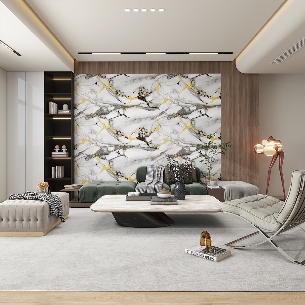 Marble Wallpaper Roll PVC Self Adhesive Waterproof Interior Home Decoration Marble Sheet Sticker